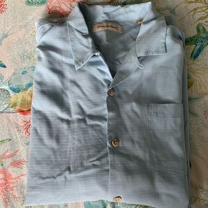 Tommy Bahama baby blue silk short sleeve shirt